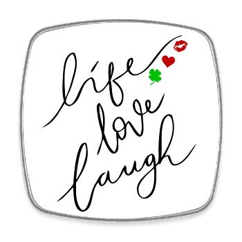 leben, lieben, lachen - Viereckiger Kühlschrankmagnet - Weiß - Vorne