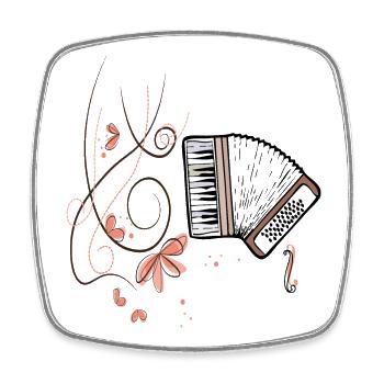 Accordéon, Musique - Magnet carré - blanc - Devant