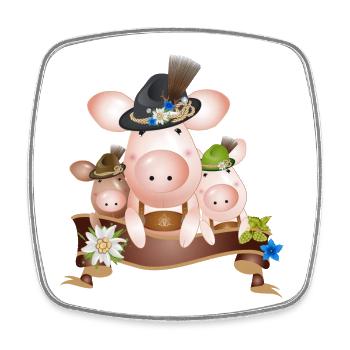 drei zauberhafte niedliche Schweine in Tracht - Viereckiger Kühlschrankmagnet - Weiß - Vorne