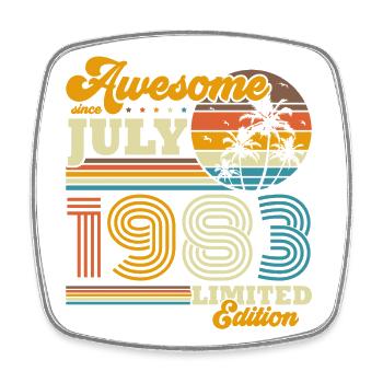 Juillet 1983 Vintage Anniversaire Vintage Cadeau - Magnet carré - blanc - Devant