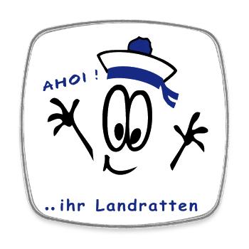 Ahoi ihr Landratten, Matrose - Viereckiger Kühlschrankmagnet - Weiß - Vorne