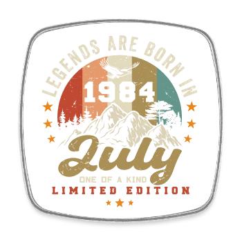 Jahrgang Geboren im Juli 1984 Jubiläum Juli 1984 - Viereckiger Kühlschrankmagnet - Weiß - Vorne