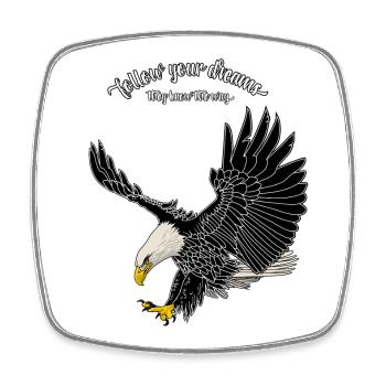 1208 Folge deinen Träumen Weißkopfseeadler nur schwarz - Viereckiger Kühlschrankmagnet - Weiß - Vorne