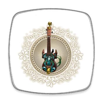 Fantasy guitar - Square fridge magnet - white - Front