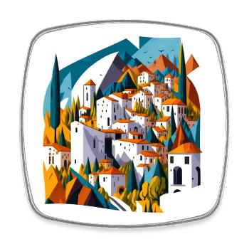 Mediterranean mountain village - Square fridge magnet - white - Front