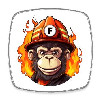 Fire Brigade Monkey - Square fridge magnet - white - Front