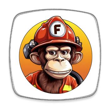 Firefighter / Monkey - Square fridge magnet - white - Front