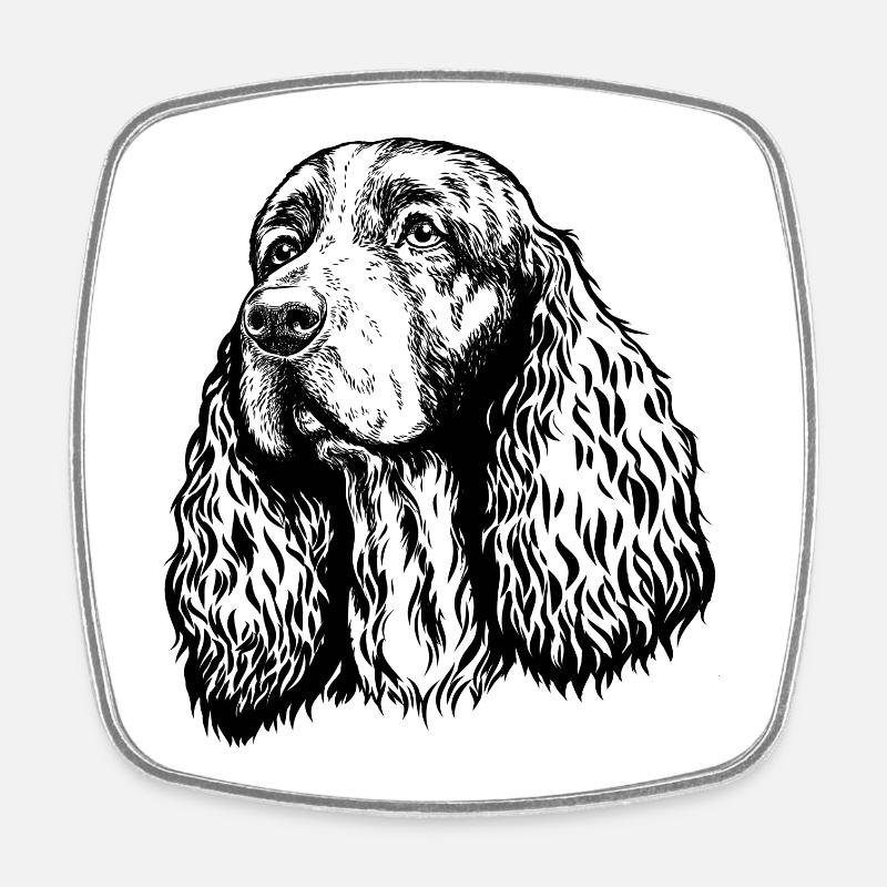 Spaniel Portrait - Viereckiger Kühlschrankmagnet - Weiß