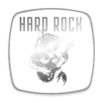 Hard rocking cat - Square fridge magnet - white - Front