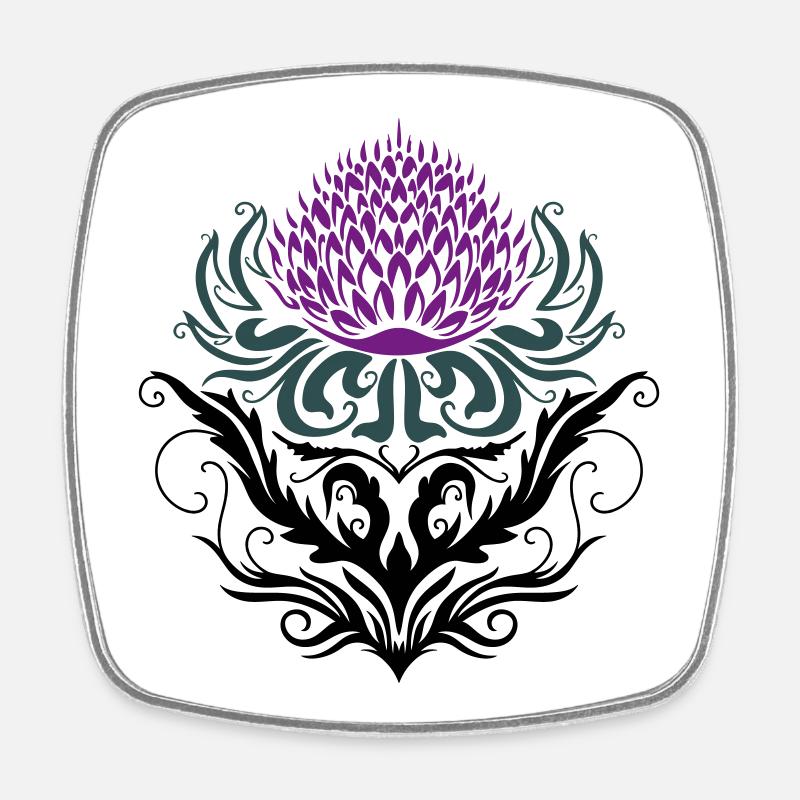 Distel lila Thistle - Viereckiger Kühlschrankmagnet - Weiß