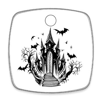 Vampire Castle Bat Halloween - Square fridge magnet - white - Front
