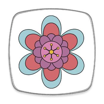 Niedliche Funky Hippie Boho Blume - Viereckiger Kühlschrankmagnet - Weiß - Vorne