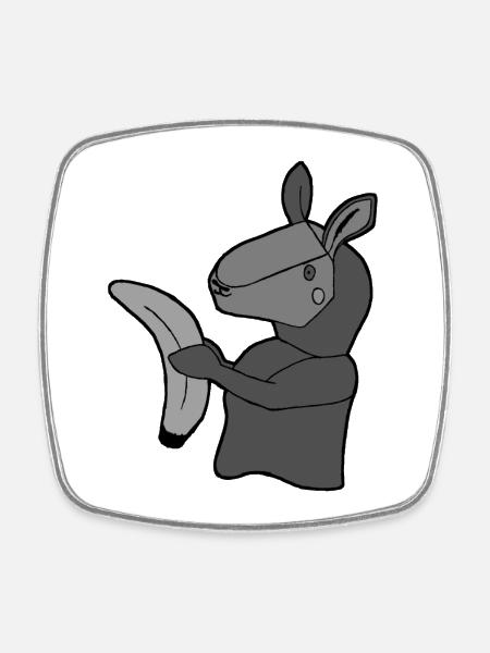 Lama mit Banane - Viereckiger Kühlschrankmagnet - Weiß