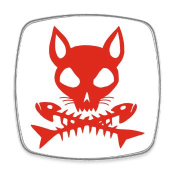 Red cat skull - Square fridge magnet - white - Front