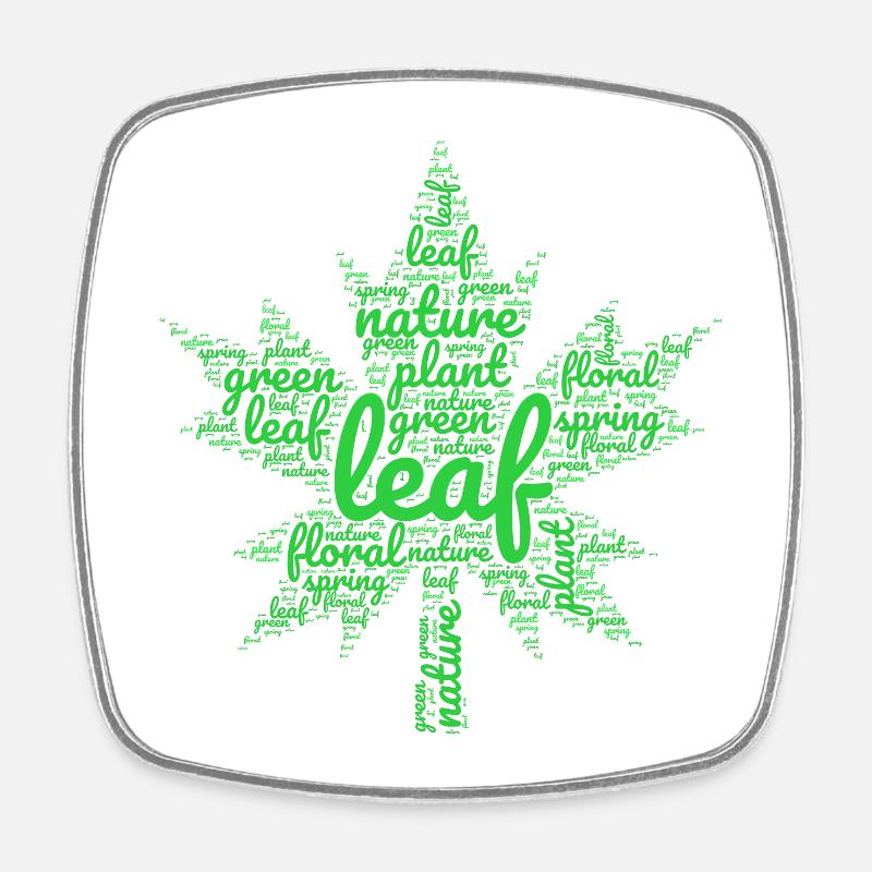 green leaf - Square fridge magnet - white