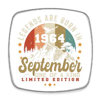 September 1964, born in 1964 - Square fridge magnet - white - Front