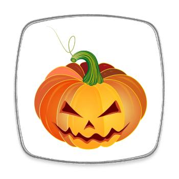 orange halloween pumpkin face - Square fridge magnet - white - Front