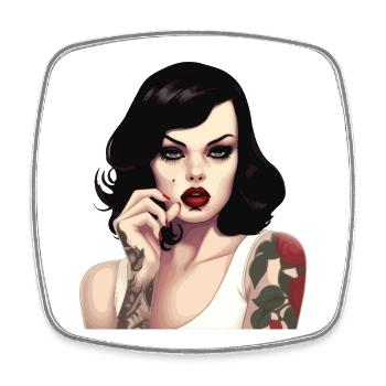 Vintage Rock Tattoo Style Illustration - Square fridge magnet - white - Front