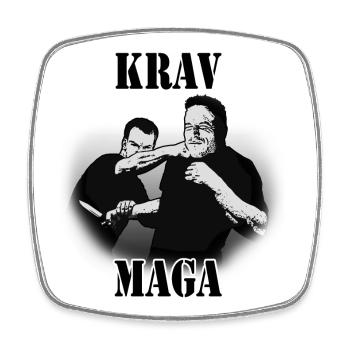 Krav Maga Messerverteidigung - Viereckiger Kühlschrankmagnet - Weiß - Vorne