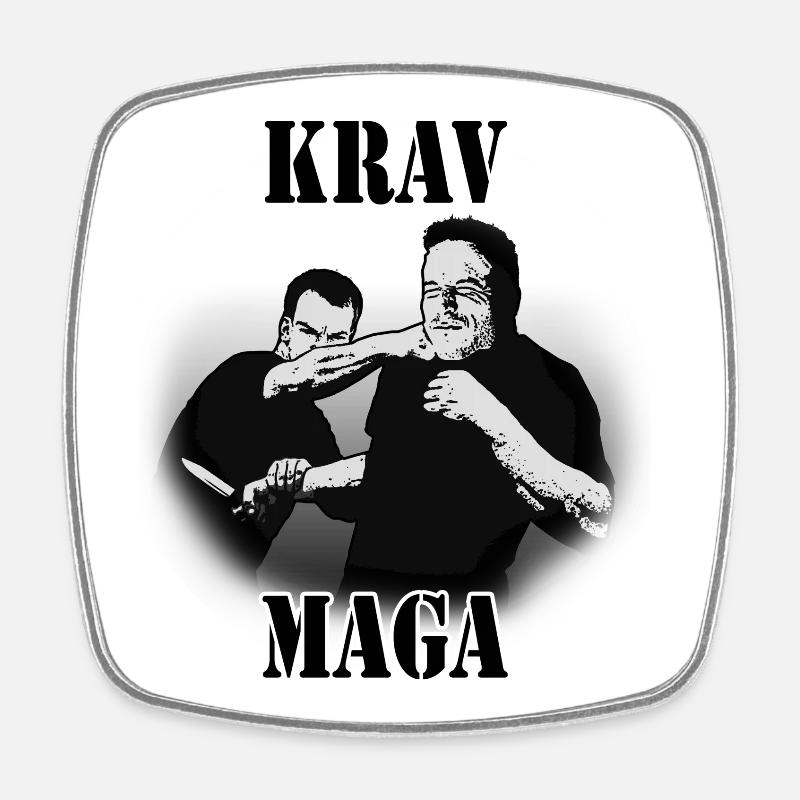 Défense au couteau Krav Maga - Magnet carré - blanc