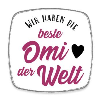 Wir haben die beste Omi der Welt - Viereckiger Kühlschrankmagnet - Weiß - Vorne