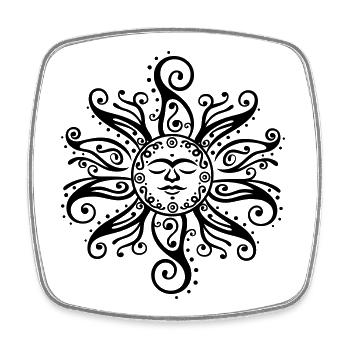 Sonne Tribal Mehndi Mandala - Viereckiger Kühlschrankmagnet - Weiß - Vorne