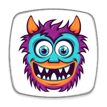 Süßes Halloween Monster - Viereckiger Kühlschrankmagnet - Weiß - Vorne