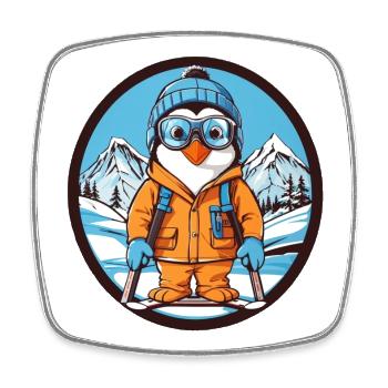 Cute penguin in winter coat - Square fridge magnet - white - Front