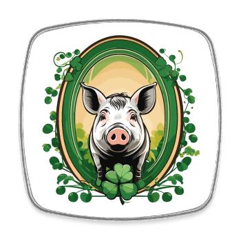 Lucky Pig - Square fridge magnet - white - Front