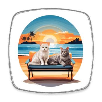 Katzen auf dem Sofa - Viereckiger Kühlschrankmagnet - Weiß - Vorne