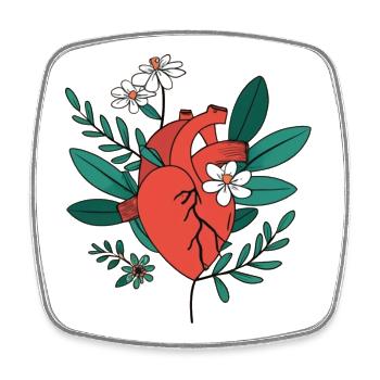Anatomical Heart in Floral Bloom - Square fridge magnet - white - Front