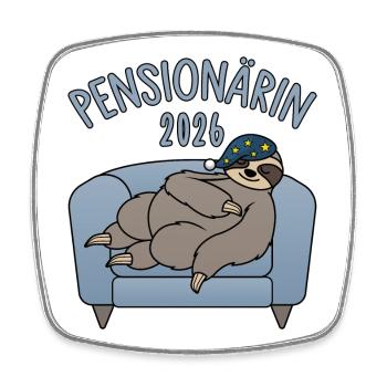 Pensionärin 2026 - Faultier Couch - Viereckiger Kühlschrankmagnet - Weiß - Vorne