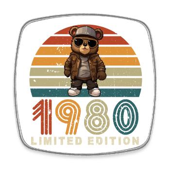 Limited Edition 1980 Baujahr Geburtstag Vintage - Viereckiger Kühlschrankmagnet - Weiß - Vorne