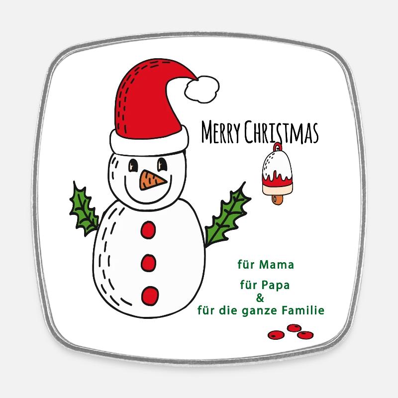 Schneemann Merry Christmas - Viereckiger Kühlschrankmagnet - Weiß