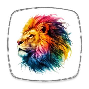 Lion - Magnet carré - blanc - Devant