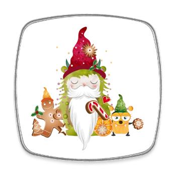 Monstre gnome mignon avec du pain d’épice pour Noël - Magnet carré - blanc - Devant
