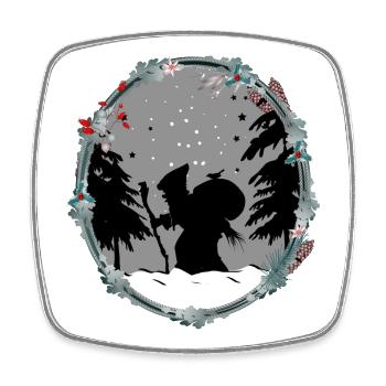 Knecht Ruprecht in paper cut style Christmas - Square fridge magnet - white - Front