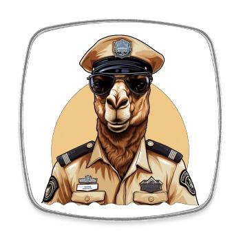 Kamel Polizist - Viereckiger Kühlschrankmagnet - Weiß - Vorne