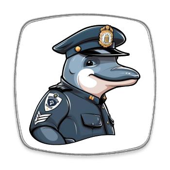 Police des dauphins - Magnet carré - blanc - Devant