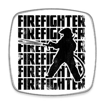 Fireman - Square fridge magnet - white - Front