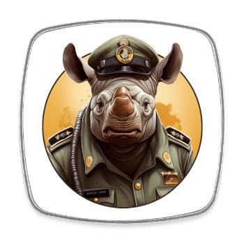 Rhino Police - Square fridge magnet - white - Front