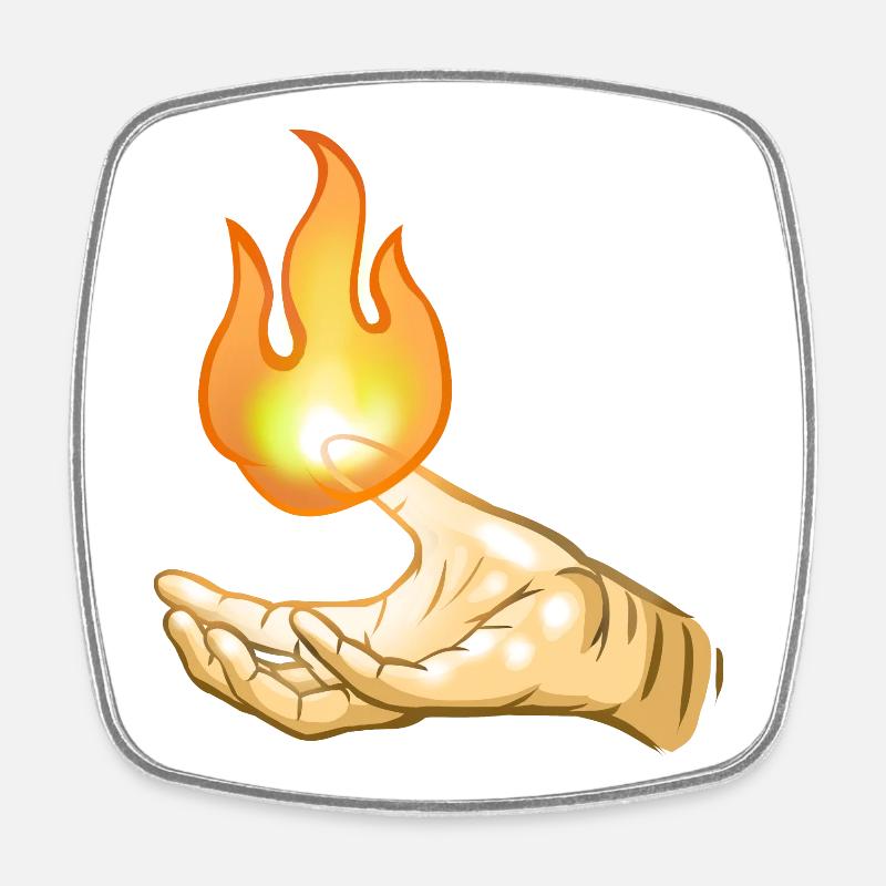 Flame - Square fridge magnet - white