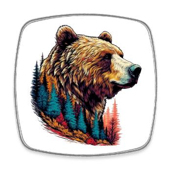 Bear with forest decorations - Square fridge magnet - white - Front