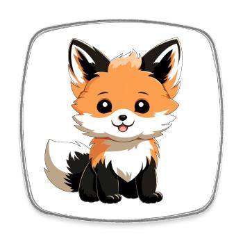 Renard mignon - Magnet carré - blanc - Devant