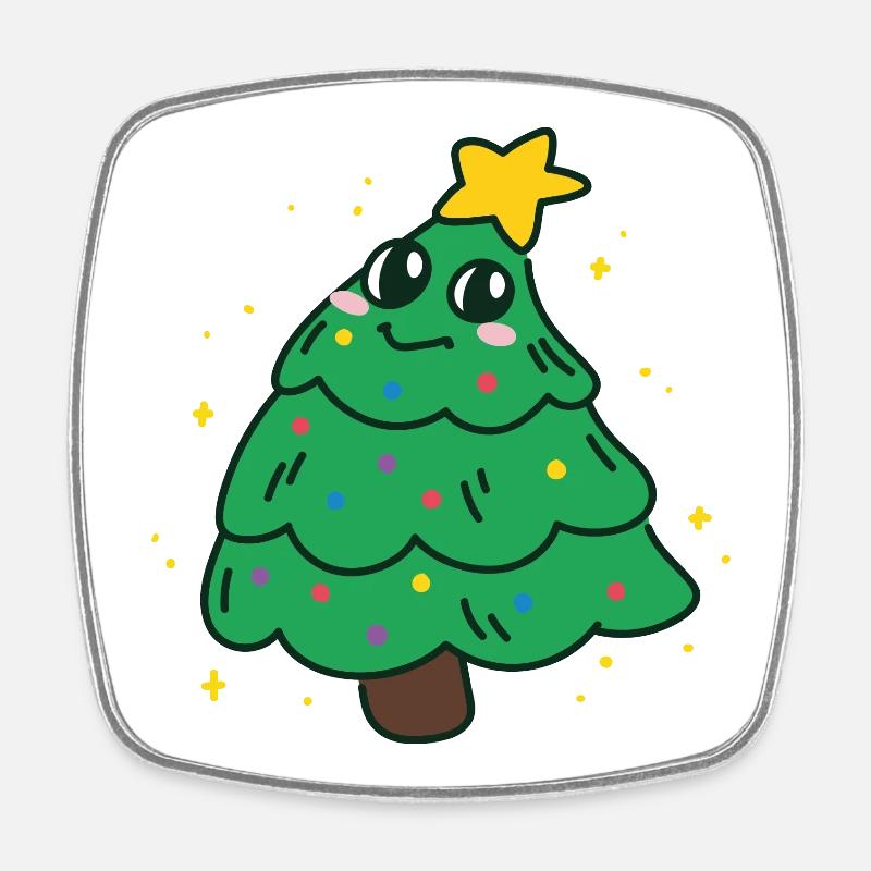 Weihnachtsbaum - Viereckiger Kühlschrankmagnet - Weiß