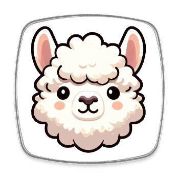 Comic Alpaca Baby Head - Square fridge magnet - white - Front