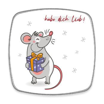 Weihnachten Maus - Viereckiger Kühlschrankmagnet - Weiß - Vorne