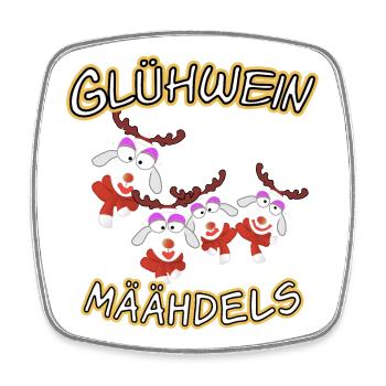Glühwein Mädels - Viereckiger Kühlschrankmagnet - Weiß - Vorne