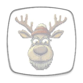 Rentier mit Brille in Wintermütze - Viereckiger Kühlschrankmagnet - Weiß - Vorne