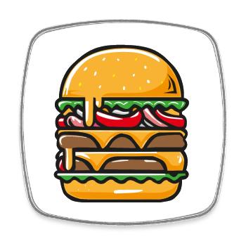 Simply Burger - Viereckiger Kühlschrankmagnet - Weiß - Vorne